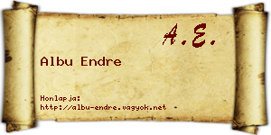 Albu Endre névjegykártya
